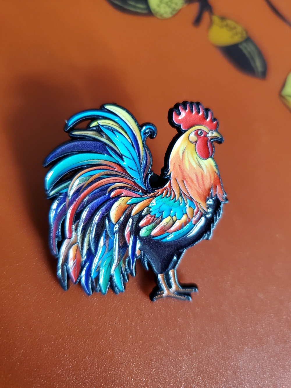 Colorful Rooster Enamel Pin - Multicolor